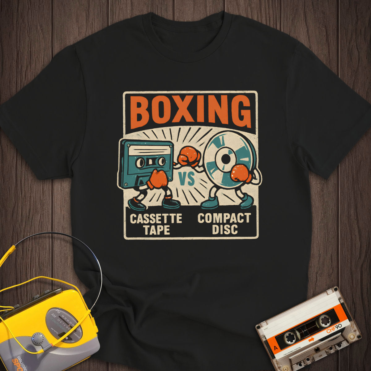 Cassette Tape vs Compact Disc Tee