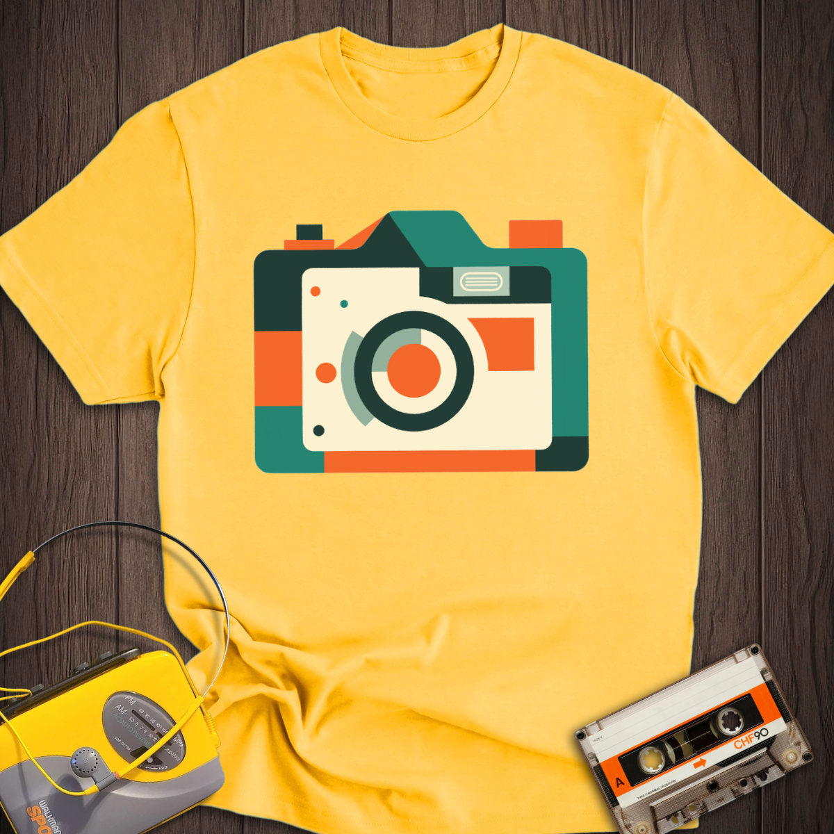 Camera In Geometric Tee