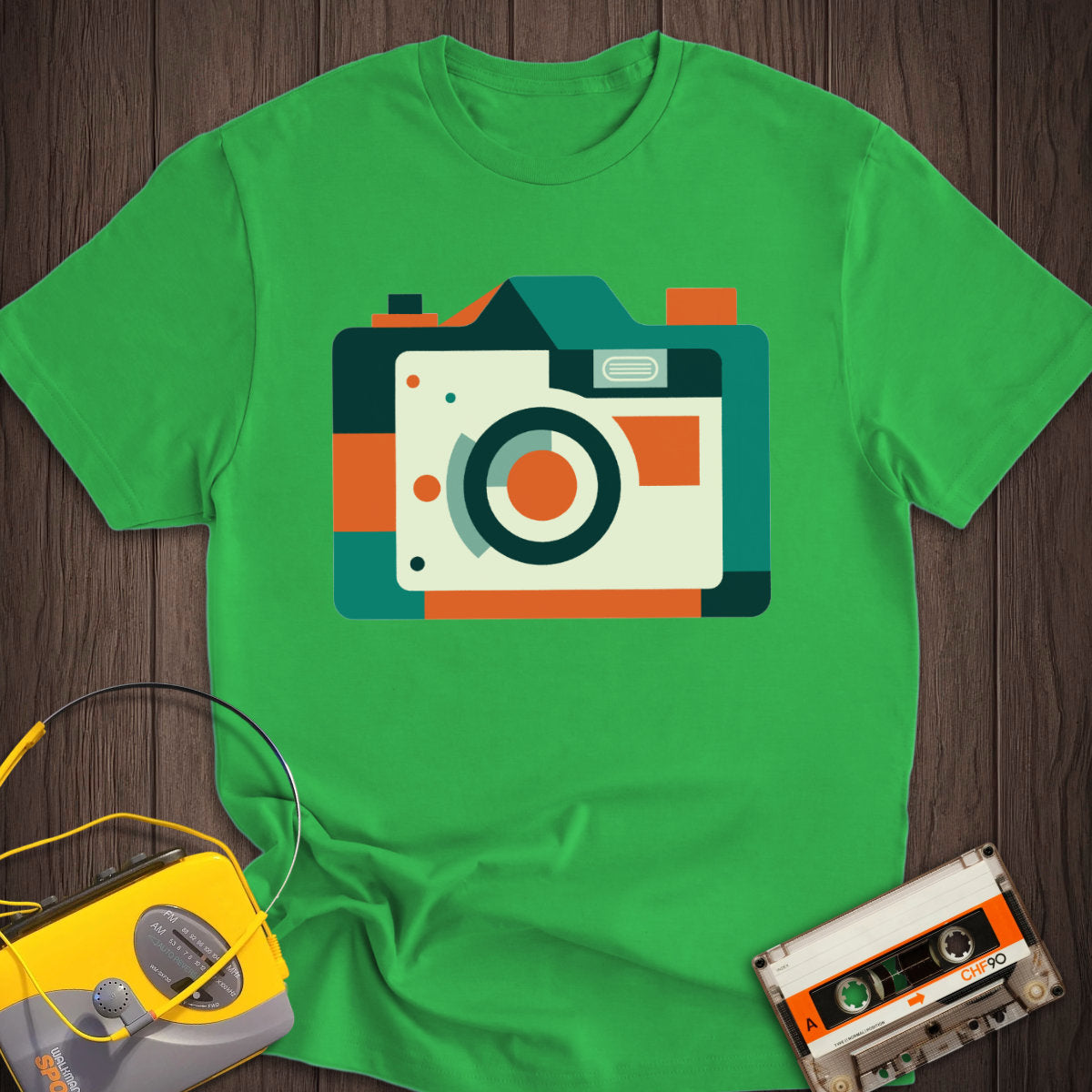 Camera In Geometric Tee