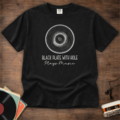 Black Plate With Hole Vinyl Tee