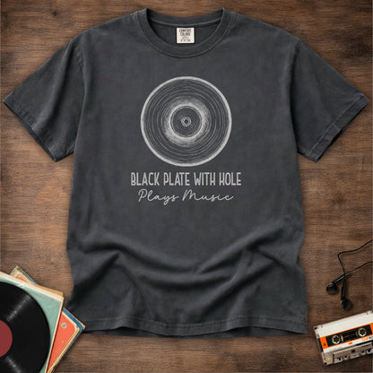 Black Plate With Hole Vinyl Tee